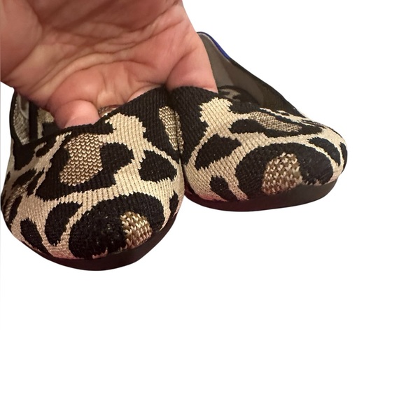 Rothy\'s Pointy Toe Black Tan Flats Desert Cat Leopard Animal Print Shoes 10